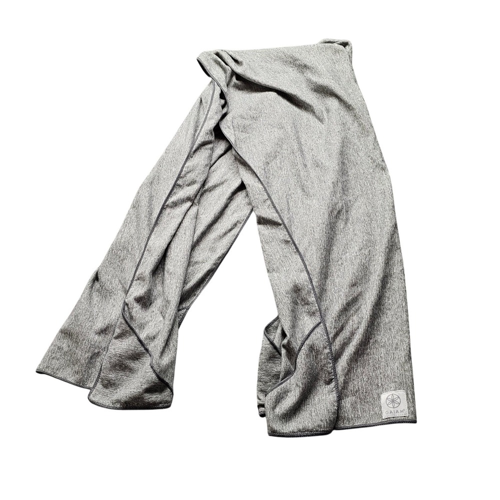 Gaiam Yoga Towel Grey Heathered Microfiber Absorbent Fitness Accessory 34x24